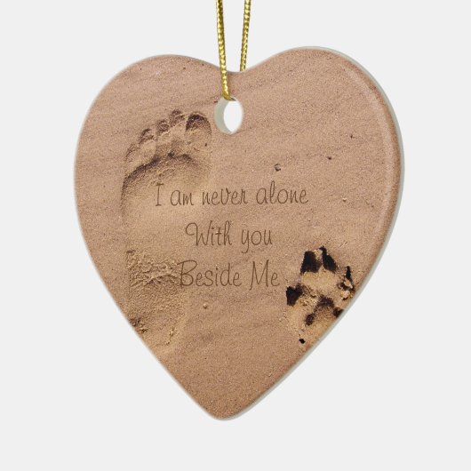 Hondenherdenking Voetafdrukken in Zand Foto Keramisch Ornament (Links)