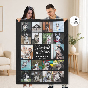 Hondenherdenkingscollage VOOR ALTIJD IN ONZE HARTE Fleece Deken