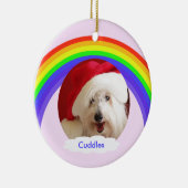 Hondenherdenkingskerstversiering Roze met regenboo Keramisch Ornament (Rechts)