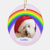 Hondenherdenkingskerstversiering Roze met regenboo Keramisch Ornament (Links)