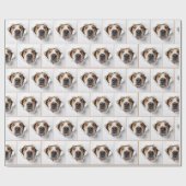 Hondenhond gluren door gescheurd papiergat cadeaupapier (Vlak)