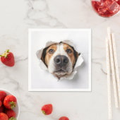 Hondenhond gluren door gescheurd papiergat servet (Insitu)