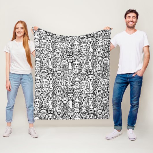 Hondenhoofdpatroon Fleece Deken (In situ)