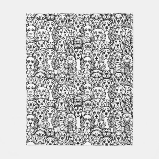 Hondenhoofdpatroon Fleece Deken (Voorkant)