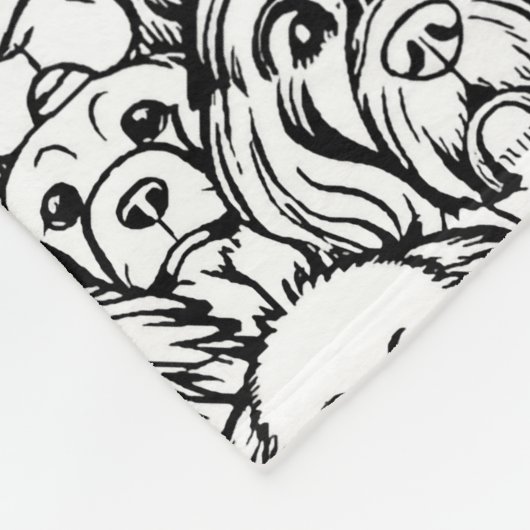 Hondenhoofdpatroon Fleece Deken (Hoek)