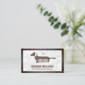 Hondenkam pictogram | Marmer | Rand hout Visitekaartje (Staand voorkant)