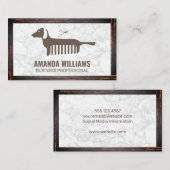 Hondenkam pictogram | Marmer | Rand hout Visitekaartje (Voorkant / Achterkant)