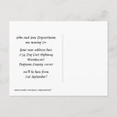 Hondenkar met bebaard man in beweging aankondigingskaart (Achterkant)