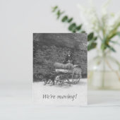 Hondenkar met bebaard man in beweging aankondigingskaart (Staand voorkant)