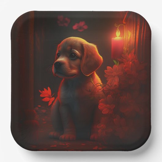 Hondenkartonnen doosjes Bloem Papieren Bordje (Voorkant)