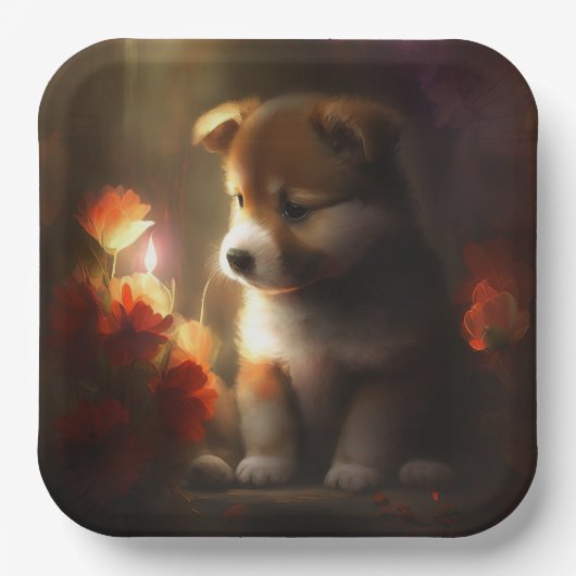 Hondenkartonnen doosjes Bloem Papieren Bordje (Voorkant)