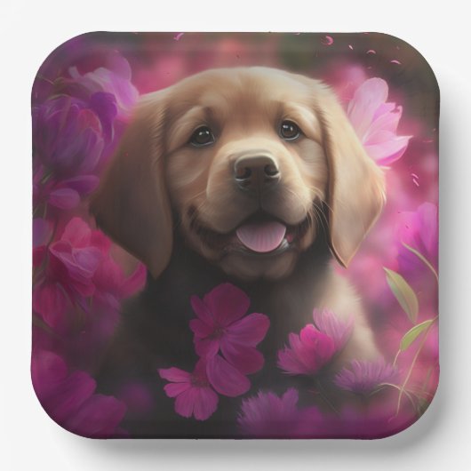 Hondenkartonnen doosjes Bloem Papieren Bordje (Voorkant)