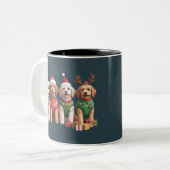 Hondenkerst Goldendoodle Kerst Hondenliefhebber Tweekleurige Koffiemok (Voorkant links)