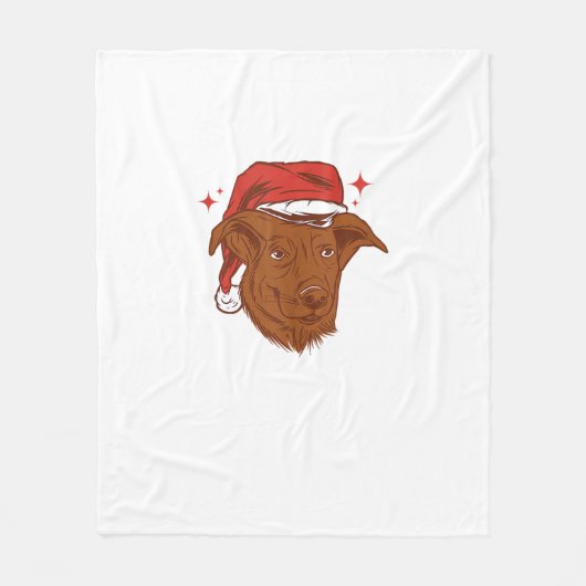 Hondenkerstmuts - Grappige kerst Fleece Deken (Voorkant)