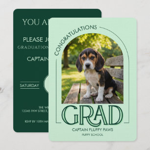 Hondenkleuterschool Puppy Foto Smaragd Diploma-uit Aankondiging