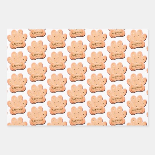 Hondenkoekjes Pawprint en Bone Art Inpakpapier Vel (Voorkant 3)