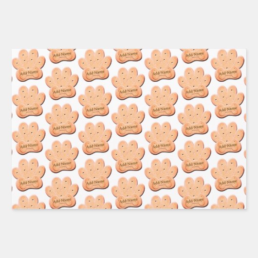 Hondenkoekjes Pawprint en Bone Art Inpakpapier Vel (Voorkant)