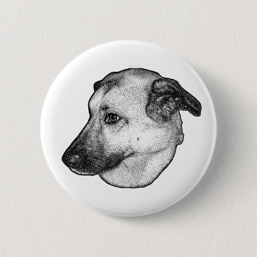Hondenkop, Manga Knop Ronde Button 5,7 Cm (Voorkant)