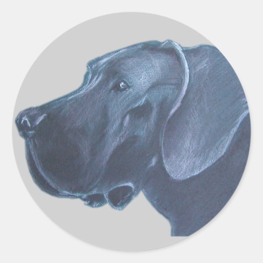 Hondenkop tekening ronde sticker (Voorkant)