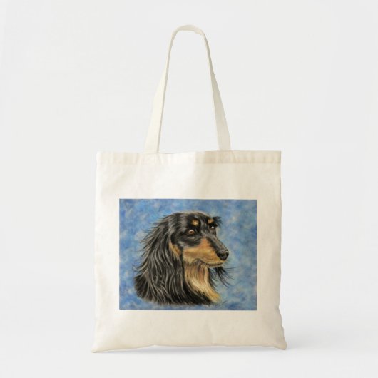 Hondenkunst - langharige teckel Art Marcus Tote Bag (Voorkant)