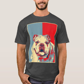 Hondenkunstwerk Vintage Silhouette Engelse Bulldo T-shirt