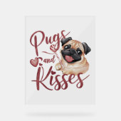 hondenkus .Pugs & Kisses Waterverf T-shirt Acryl Bord (Voorkant)