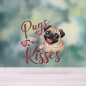hondenkus .Pugs & Kisses Waterverf T-shirt Acryl Bord (Neutraal)