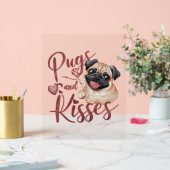 hondenkus .Pugs & Kisses Waterverf T-shirt Acryl Bord (Huwelijk)