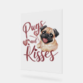 hondenkus .Pugs & Kisses Waterverf T-shirt Acryl Bord (Hoek)