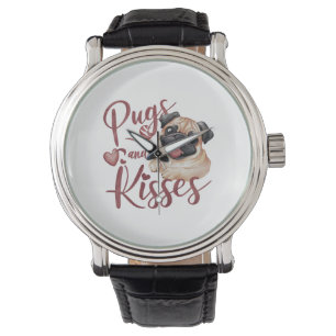 hondenkus .Pugs & Kisses Waterverf T-shirt Horloge