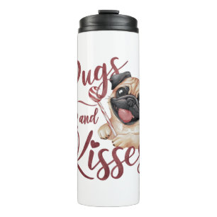 hondenkus .Pugs & Kisses Waterverf T-shirt Thermosbeker