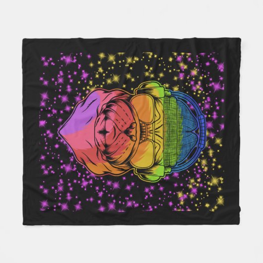 Hondenliefde met Dog Paw Fleece Deken (Voorkant (Horizontaal))