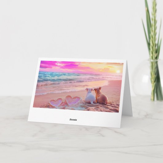 Hondenliefde op het strand, Hearts Kaart (Achterkant)