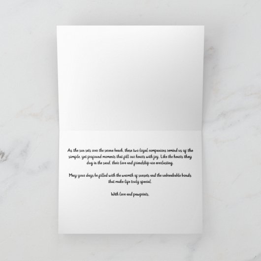 Hondenliefde op het strand, Hearts Kaart (Binnen)