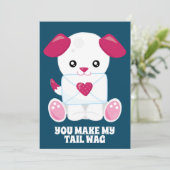 Hondenliefdesbrief Blauw Roze Aangepaste tekst Val Feestdagenkaart (Staand voorkant)