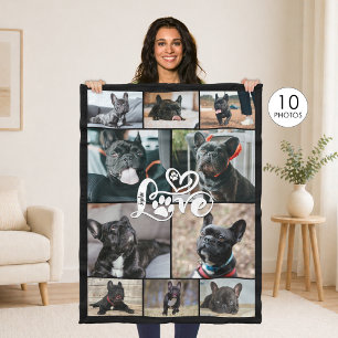Hondenliefhebber 10 Foto Collage LIEFDE Pootafdruk Fleece Deken