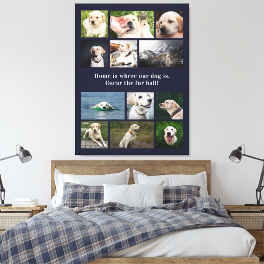 Hondenliefhebber 12 foto's Thuis is waar onze hond Canvas Afdruk (Insitu (Slaapkamer))