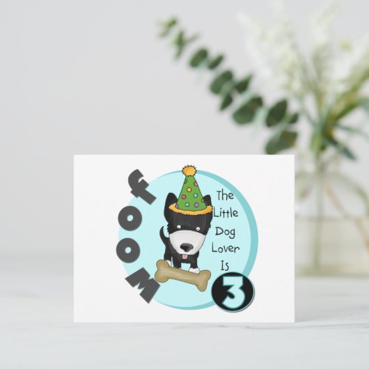 Hondenliefhebber 3e Verjaardag T-shirts en geschen Briefkaart (Staand voorkant)