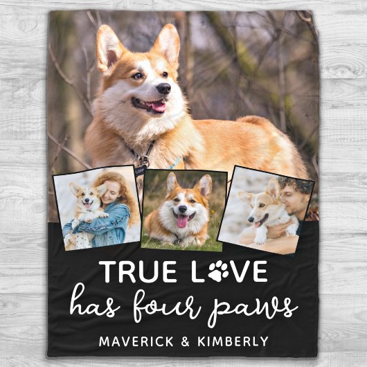 Hondenliefhebber 4 Foto Collage True Love Persoonl Fleece Deken