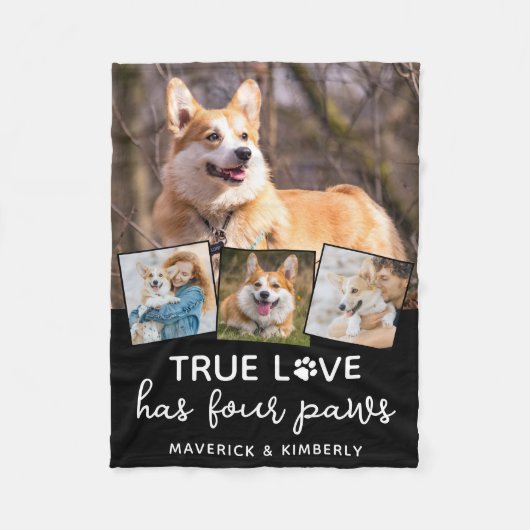 Hondenliefhebber 4 Foto Collage True Love Persoonl Fleece Deken (Voorkant)