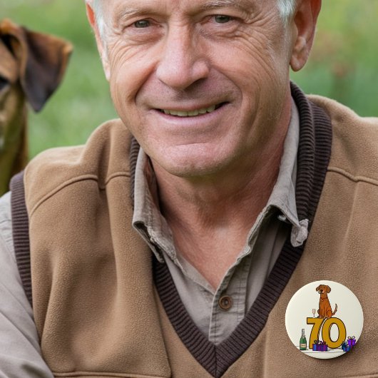 Hondenliefhebber 70ste verjaardag ronde button 7,6 cm