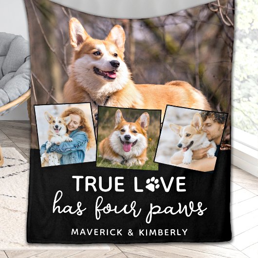 Hondenliefhebber Aangepast 4 Foto Collage Pet True Fleece Deken
