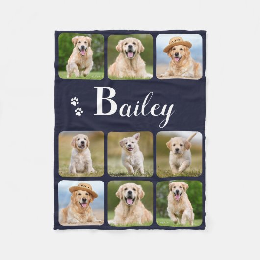 Hondenliefhebber Aangepaste foto-inkuilmonogram fo Fleece Deken (Voorkant)