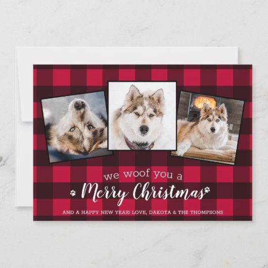 Hondenliefhebber Aangepaste foto Rood geplakt kers Feestdagenkaart (Voorkant)