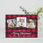 Hondenliefhebber Aangepaste foto Rood geplakt kers Feestdagenkaart (Staand voorkant)