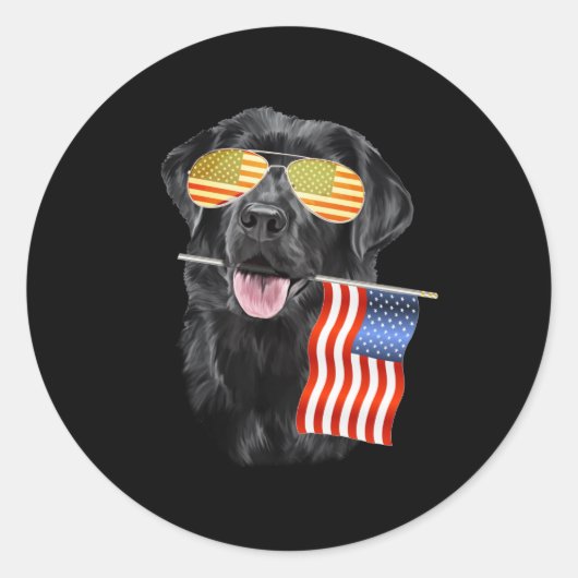 hondenliefhebber | Amerikaanse vlag (Black Labrado Ronde Sticker (Voorkant)
