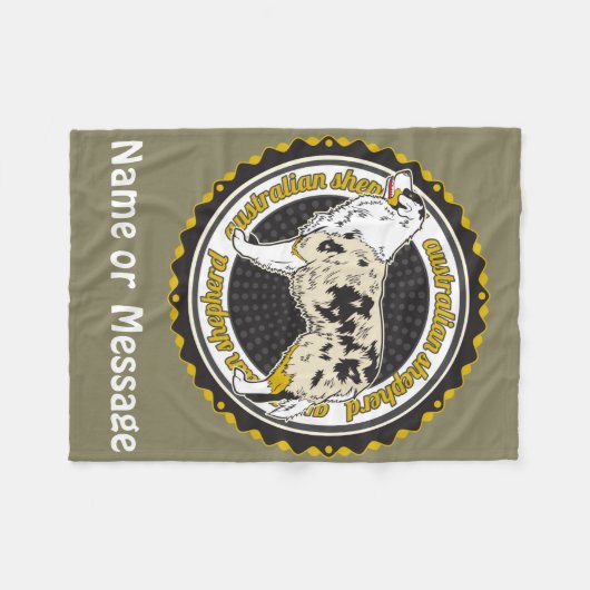 Hondenliefhebber Australian Shepherd Custom Name Fleece Deken (Voorkant (Horizontaal))