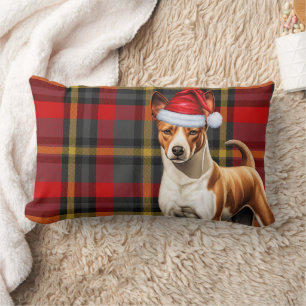 Hondenliefhebber Basenji Red Plaid Kussen