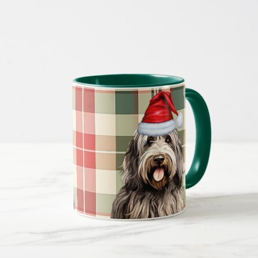 Hondenliefhebber Bergamasco Holiday Plaid Mok (Voorkant rechts)