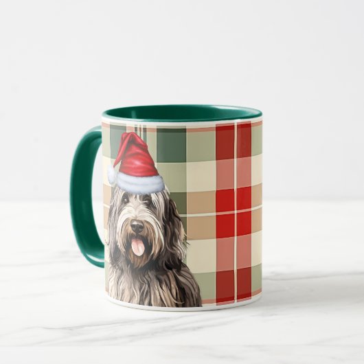 Hondenliefhebber Bergamasco Holiday Plaid Mok (Voorkant links)
